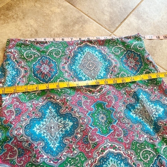 Talbots paisley mini skirt stretch cotton blue green pink mid rise size 8 - Picture 3 of 9